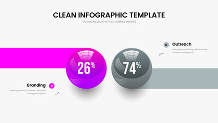 Visual Analysis Two Option Infographic Frame Design. Science Launch Presentation Layout Vector Illustration. Professional Forecast 2 Element Chart Slideshow Template.