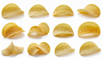 A vibrant collage of crispy golden chips, salted fries, and fries with ketchup. Celebrating the irresistible crunch of potato snacks.