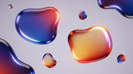 3D Chrome Liquid Blobs Abstract Background