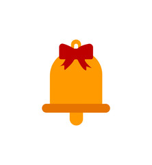 Christmas Bell Icon with Bow – Flat Holiday Decoration