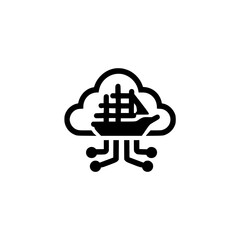 Ship silhouette in cloud icon vector design concept for marine travel shipping logistics and transportation use