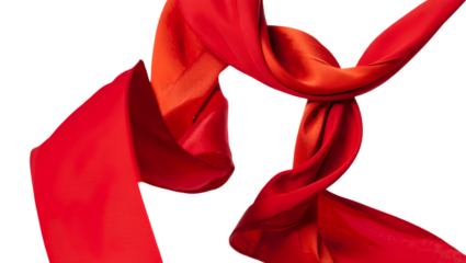 Dynamic Crimson Fabric Unfolding Against Deep Black Canvas A Study in Movement and Form