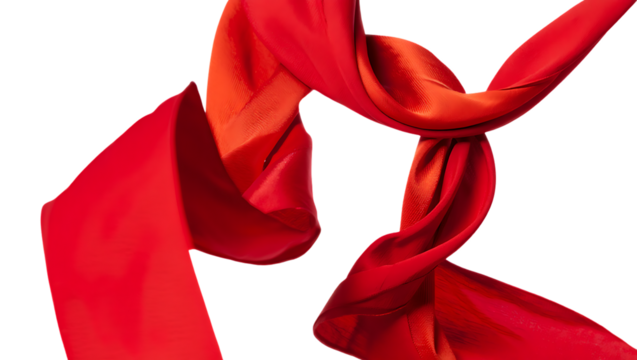 Dynamic Crimson Fabric Unfolding Against Deep Black Canvas A Study in Movement and Form