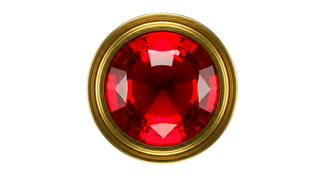 Elegant Ruby Jewel with Faceted Cut and Golden Bezel on Black Background Illustration
