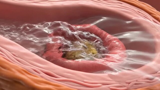 Close Up Medical Animation Of A Realistic Stone Forming Inside A Human Organ With Surrounding Tissue And Fluid Detailed Anatomical Structure For Health And