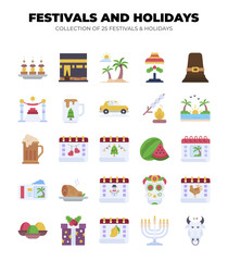 Fototapeta premium Collection of 25 Festivals and Holidays. A Diverse Celebration of Culture and Religion