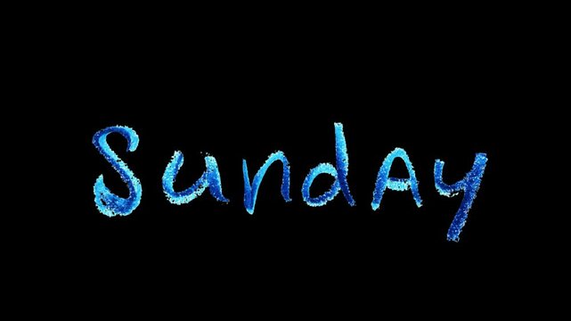 Sunday title hand-drawn in crayon scribble style, animated on a clean background for a simple intro.