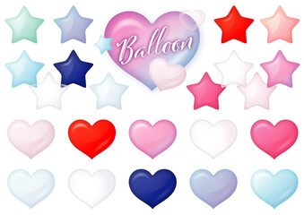 星とハートのカラフルバルーンセット