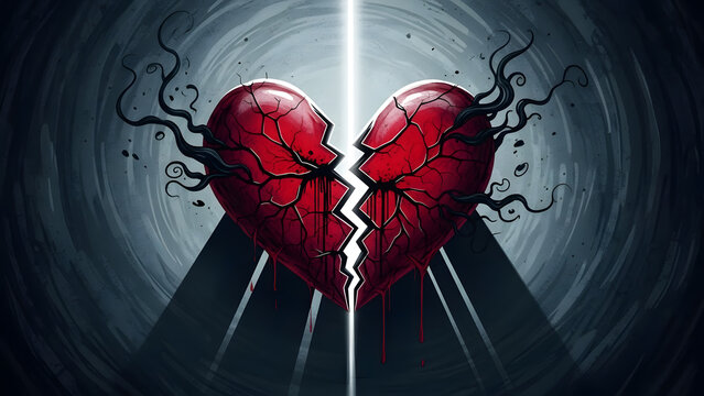 Dramatic Broken Heart Illustration