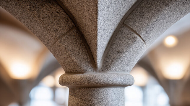 keystone. Stone intersection of Gothic church vault, architectural detail with soft light. real-estate listings.