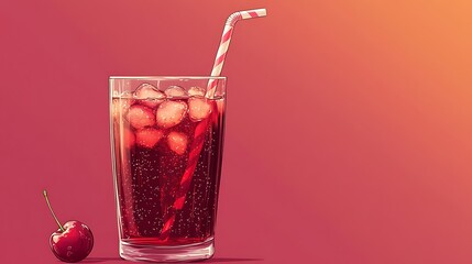 Sweet cherry cola with a striped straw