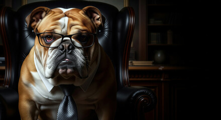 重役・威厳・貫禄のメタファー、強いリーダーシップを発揮するブルドッグCEO