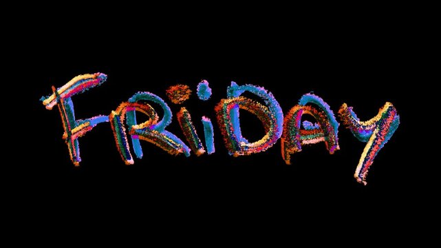 Friday title drawn in bold marker lettering style, animated on a clean background for a simple intro. - Powered by Adobe