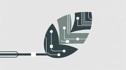 Modern tech leaf design showcasing nature's connection to technology and innovation, ideal for sustainable tech branding and environmental campaigns