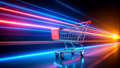 High Speed Shopping Cart with Light Trails