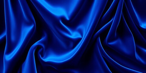 Obraz premium Deep blue velvet drape, luxurious folds and shadows, fold, wave