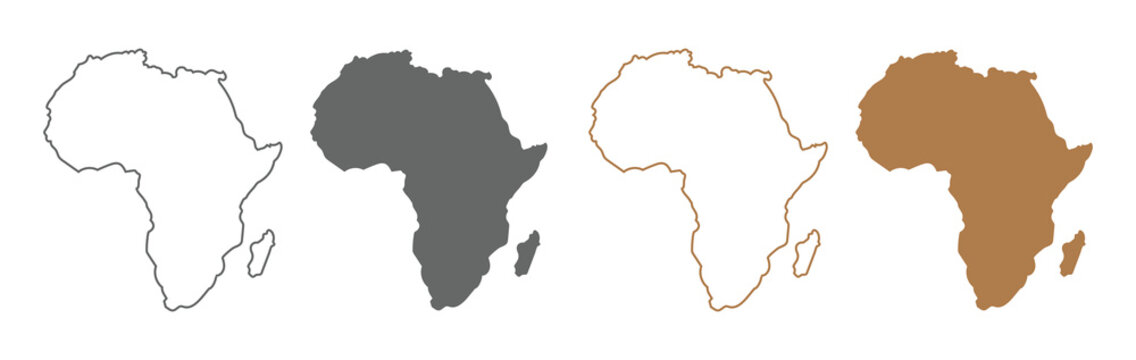 Africa map silhouette vector flat illustration design. African map outline.