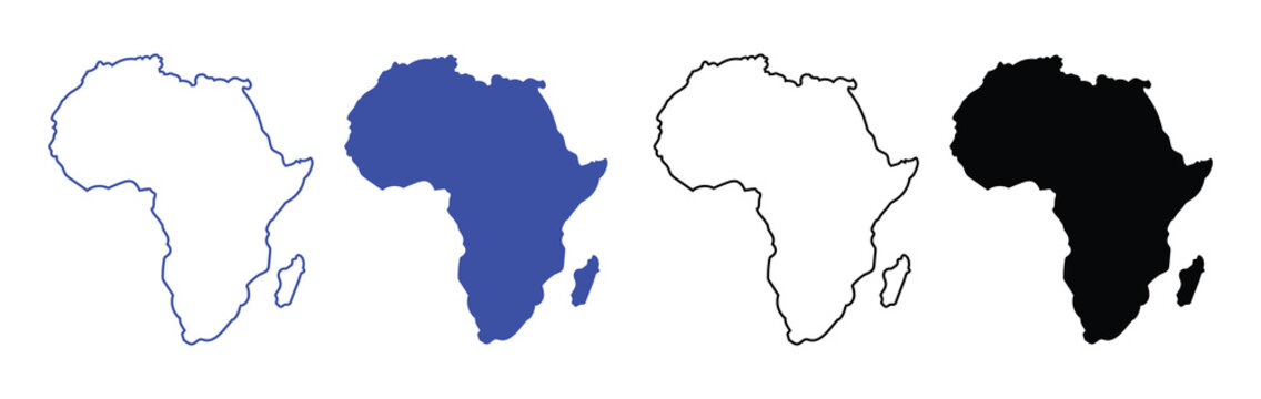 Africa map silhouette vector flat illustration design. African map outline.