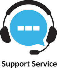 Headphones with Microphone and Speech Bubble Icon for Support service customer service