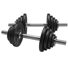 Naklejka premium Two adjustable weight dumbbells with black plates isolated on transparent background