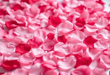 Soft pink and red rose petals strewn across a surface, creating a romantic background,  overlay,  backdrop
