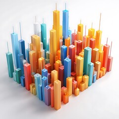 Obraz premium Colorful abstract cityscape blocks in vibrant hues forming modern architecture