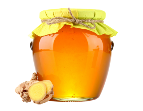 Ginger Honey Jar Isolated on White Background