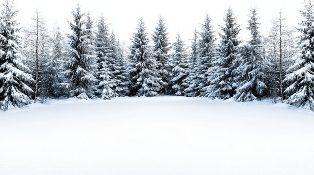Snow covered pine tree winter forest snowy landscape conifer snowdrift evergreen frost cold - Powered by Adobe