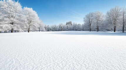 Obraz premium Snow field snow covered tree frosty landscape blue sky winter meadow snowy field snow scene
