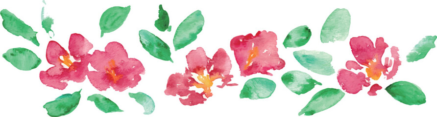 椿の和風年賀状フレーム。水彩画。水彩タッチのベクター和風背景。Japanese-style New Year's card frame with camellia flowers. Watercolor painting. Vector Japanese-style background with a watercolor touch.