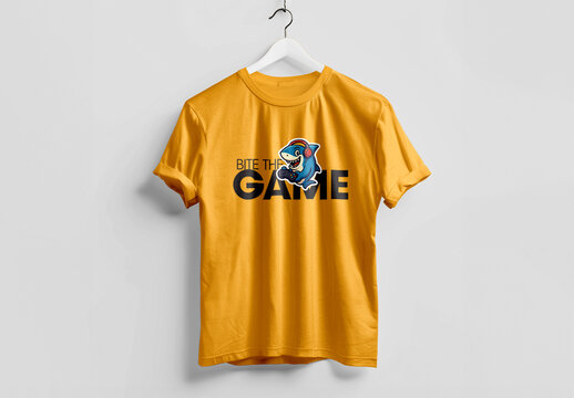 Gaming Tshirt Design Template with Cartoon Shark Mascot Illustration