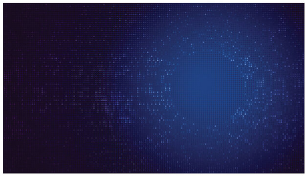 Dark Blue Digital Pixel Background with Abstract Tech Grid and Light Center Glow