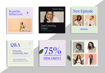 Set of Minimalist Social Media Post Templates for Business