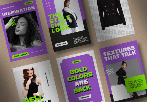Modern Fashion Social Media Template Pack Featuring Bold Promotional Layouts