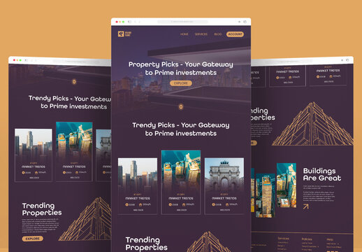 Modern Real Estate Landing Page UI Design for Property Investment Website