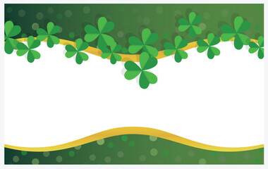 Clover Leaf Background with Green Gradient and Decorative Border Design