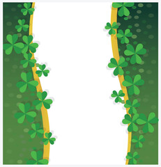 Vertical Clover Leaf Background with Green Gradient and Decorative Border Design