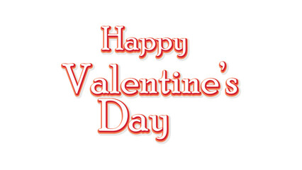Happy Valentine’s Day Typography Design with Red Outline Letters on White Background