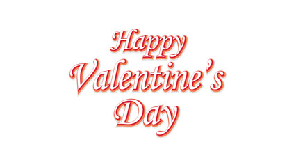 Happy Valentine’s Day Text Design with Red Decorative Typography on White Background