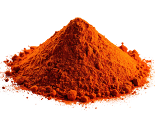 Vivid orange powder mound, against dark background