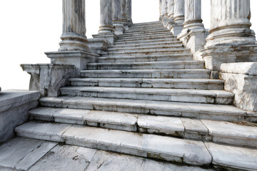 Ancient marble staircase with grand columns beckons onward, offering timeless architectural beauty and strength