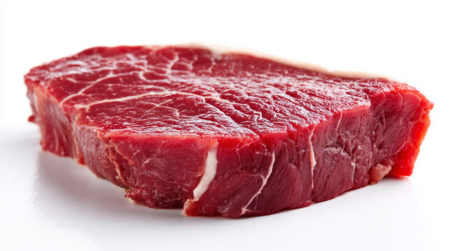 A high-quality raw beef steaks displaying vibrant red color and visible marbling. Ideal for cooking demonstrations, grocery listings, or menu planning, showcasing freshness, texture, and meat quality.