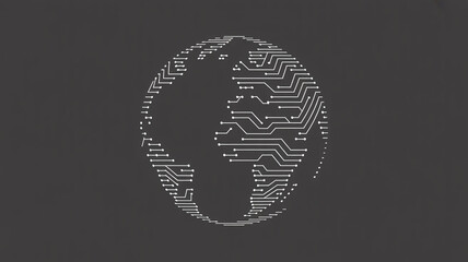 Tech world concept with global circuit board design for innovative solutions, representing digital connectivity and future technology trends on dark background
