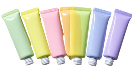 Set of pastel colorful tubes with vibrant gradient colors, abstract geometric shapes, creative design elements, and digital illustrations