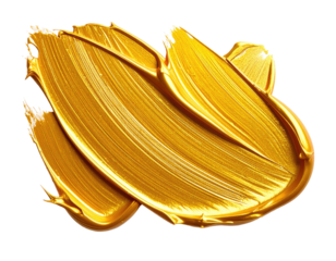 Gold paint swatch, thick texture, glossy surface