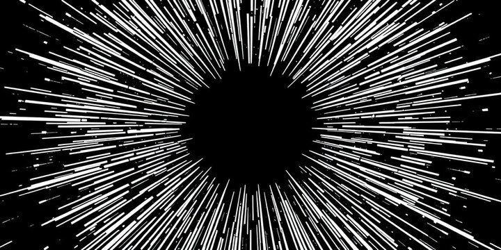 Dynamic black and white halftone burst radiating outwards from center, light, graphic - Powered by Adobe