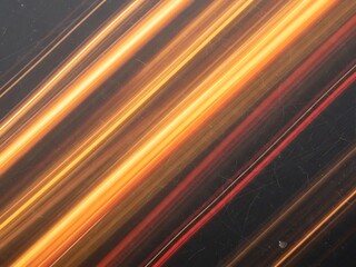 Abstract background with diagonal, fiery orange and yellow light streaks conveying speed and energy against a grunge black texture