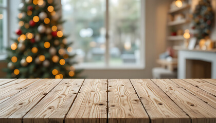 christmas tree on wooden floor
