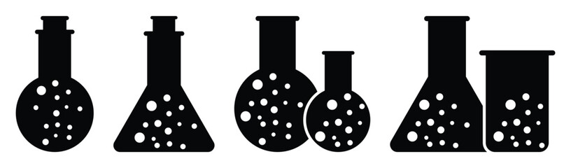 Lab Flask Icon set Vector illustration
