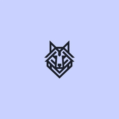 Geometric wolf logo with sharp angular shapes in minimalist style.